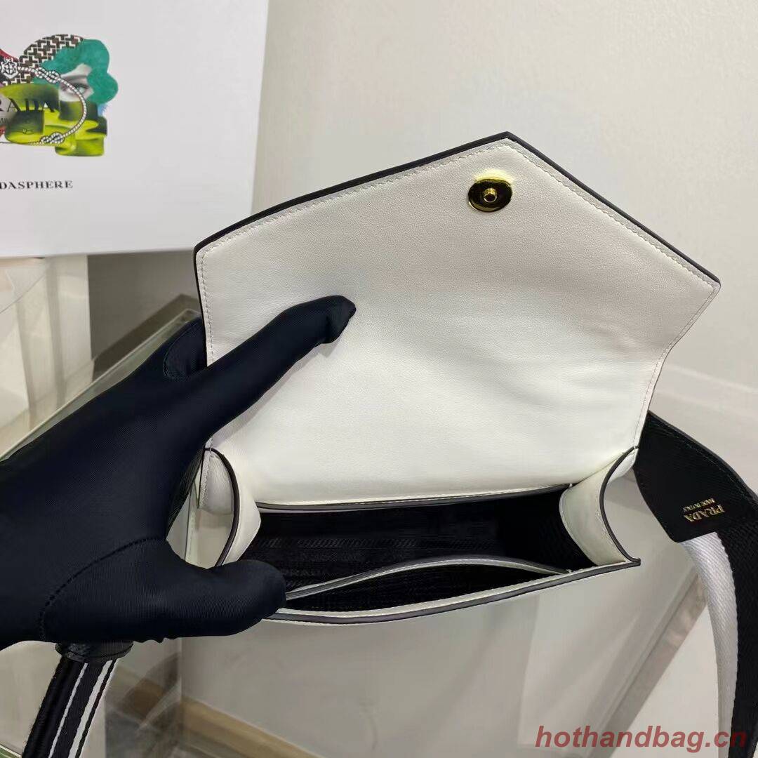 Prada Monochrome Saffiano and leather bag 1BD317 white Prada Monochrome Saffiano and leather bag 1BD317 white