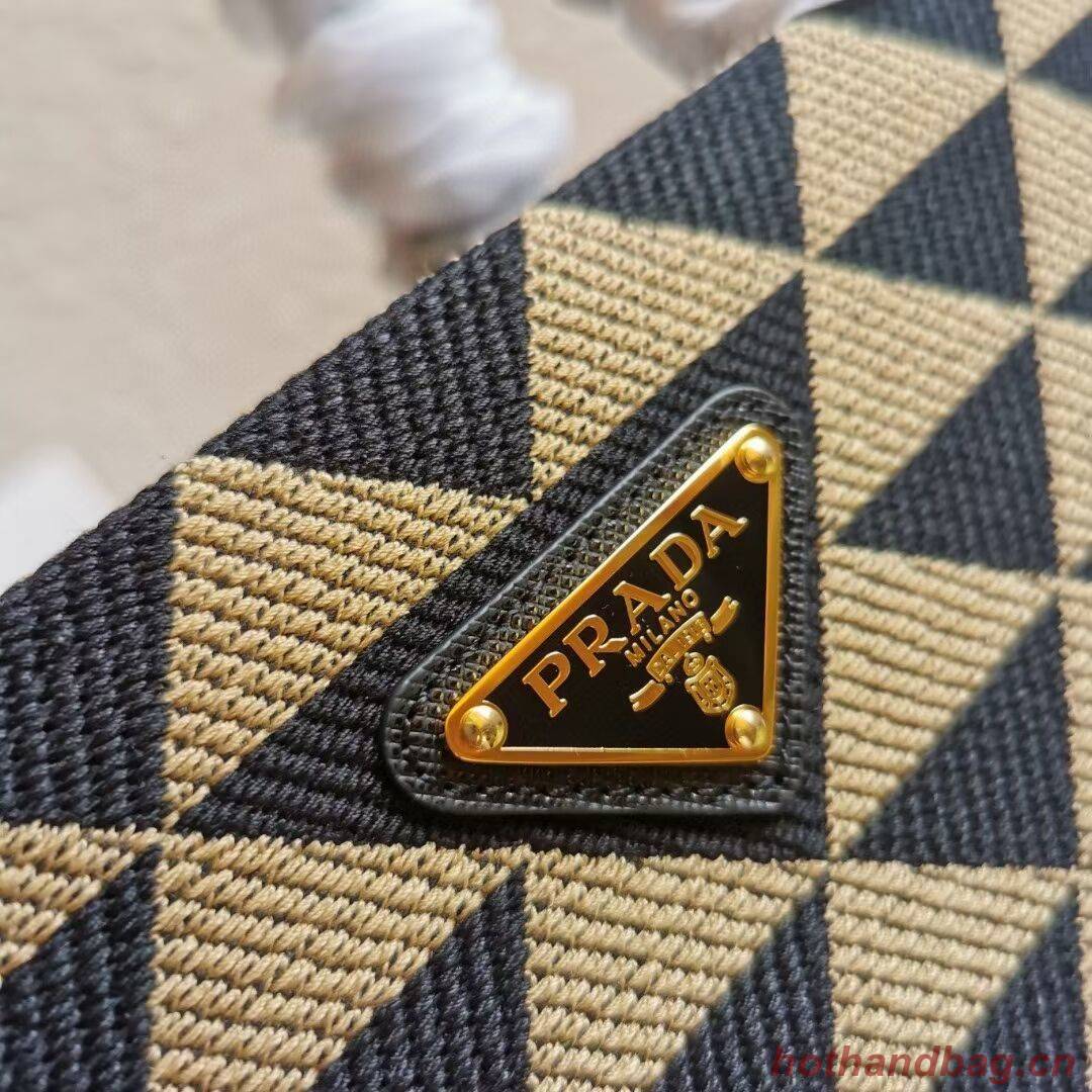Prada Large Prada Symbole jacquard fabric handbag 1BR255 Black&Beige Prada Large Prada Symbole jacquard fabric handbag 1BR255 Black&Beige