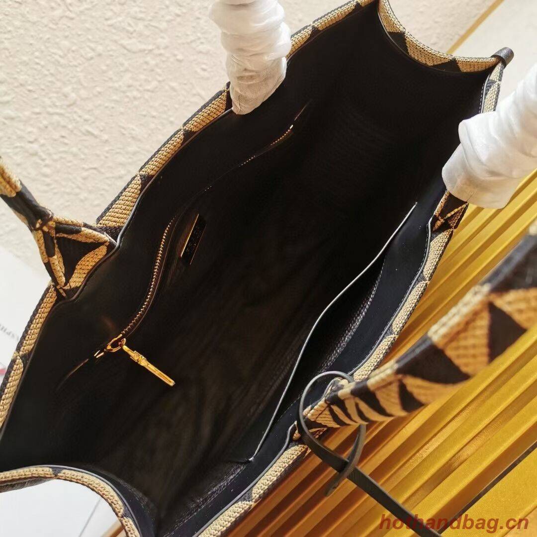 Prada Large Prada Symbole jacquard fabric handbag 1BR255 Black&Beige Prada Large Prada Symbole jacquard fabric handbag 1BR255 Black&Beige