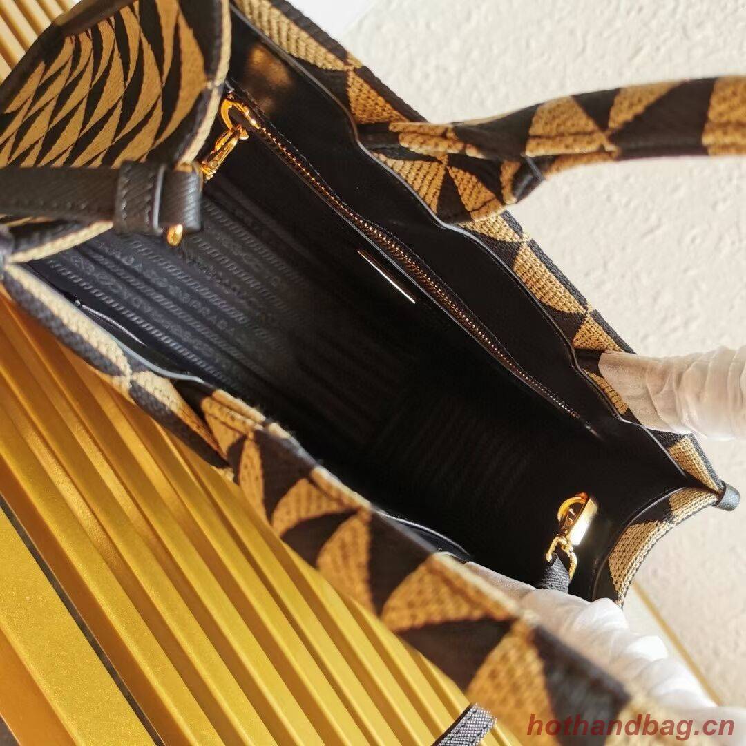 Small Prada Galleria jacquard fabric bag 1BA863 Black&Beige Small Prada Galleria jacquard fabric bag 1BA863 Black&Beige