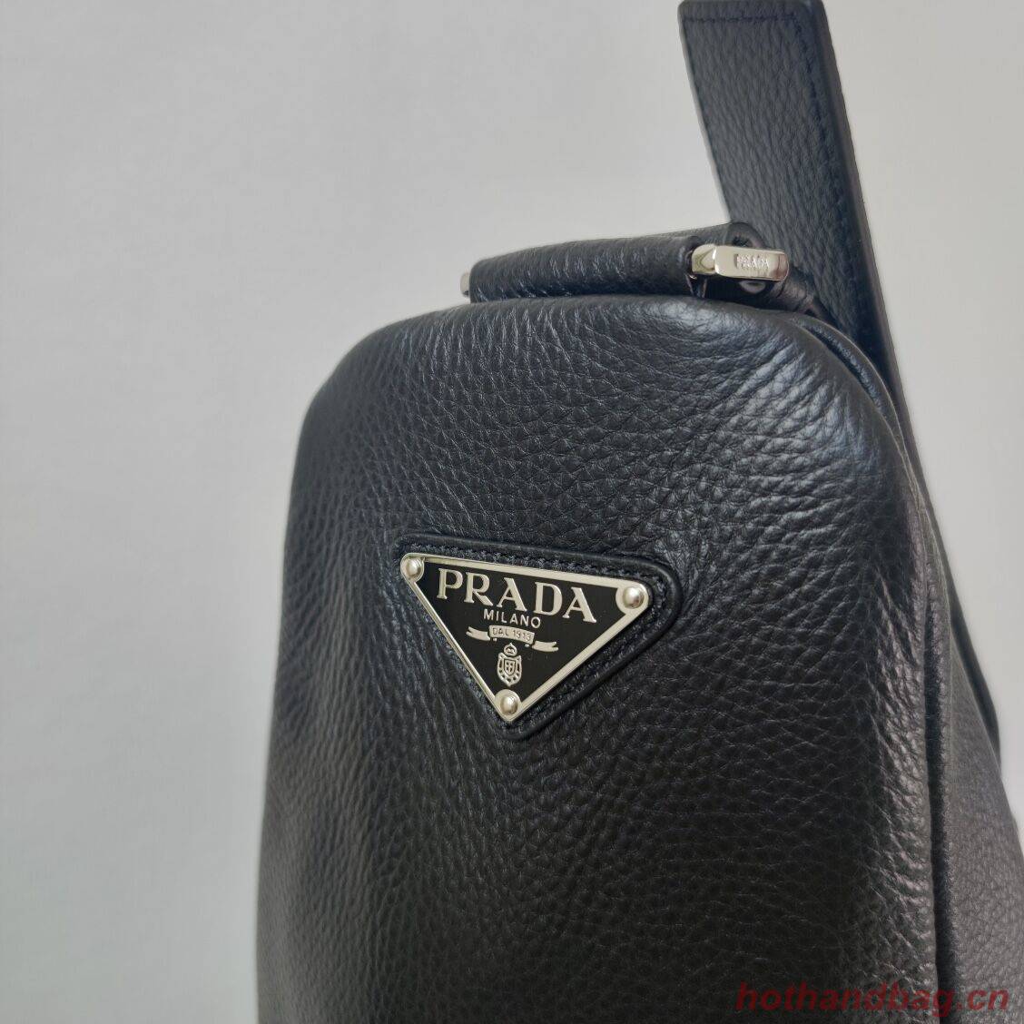 Prada Deer skin Leather Triangle shoulder bag 2VD012 black Prada Deer skin Leather Triangle shoulder bag 2VD012 black