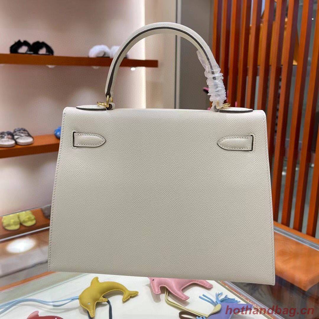 Hermes Kelly 28cm Shoulder Bags Epsom Leather KL28 creamy-white Gold hardware Hermes Kelly 28cm Shoulder Bags Epsom Leather KL28 creamy-white Gold hardware