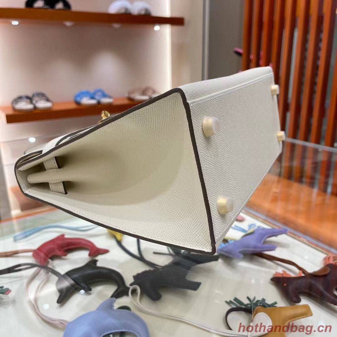 Hermes Kelly 28cm Shoulder Bags Epsom Leather KL28 creamy-white Gold hardware Hermes Kelly 28cm Shoulder Bags Epsom Leather KL28 creamy-white Gold hardware