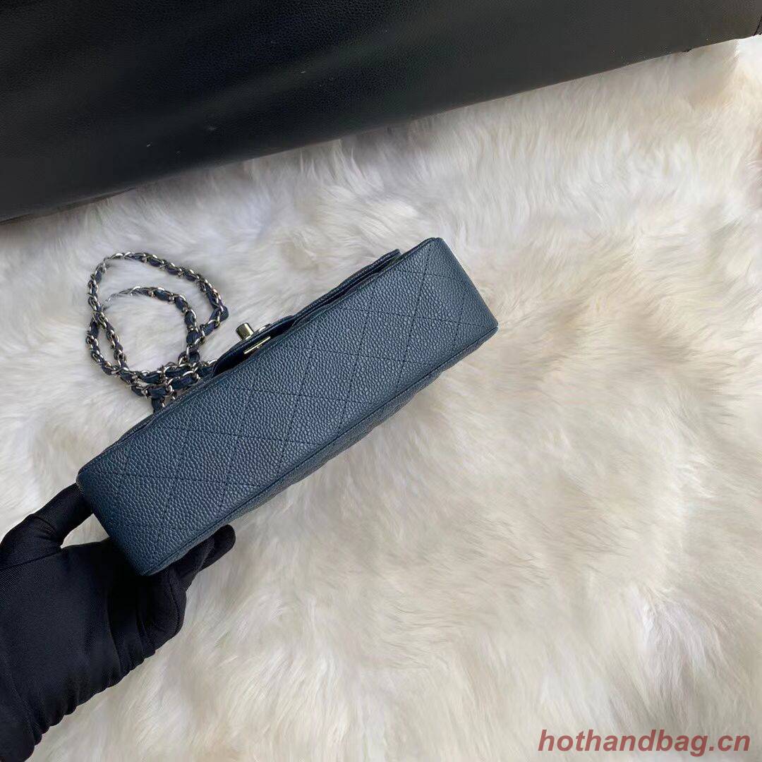 Chanel Flap Shoulder Bag Grained Caviar Leather A01113 Dark Blue