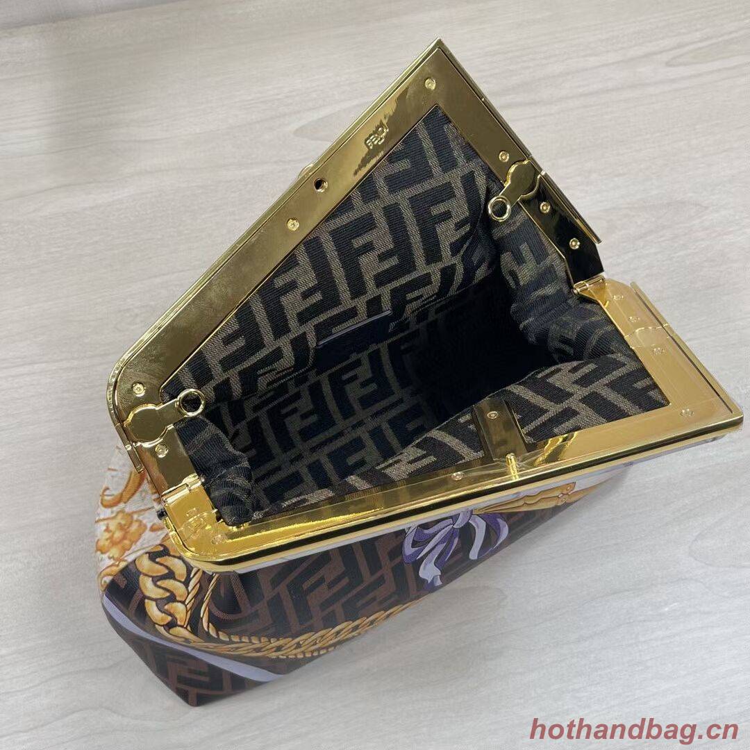 Fendi First Medium Fendace White printed silk bag 8BP127A brown Fendi First Medium Fendace White printed silk bag 8BP127A brown