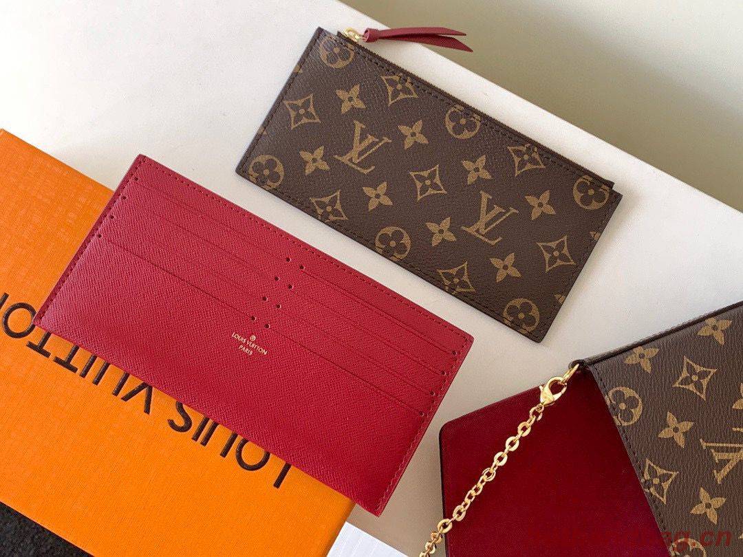 Louis Vuitton Monogram Canvas Felicie Chain Wallet M61276 Red Louis Vuitton Monogram Canvas Felicie Chain Wallet M61276 Red