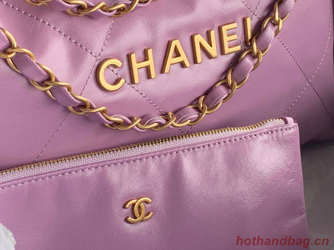 CHANEL 22 HANDBAG Shiny Calfskin & Gold-Tone Metal AS3262 Purple CHANEL 22 HANDBAG Shiny Calfskin & Gold-Tone Metal AS3262 Purple