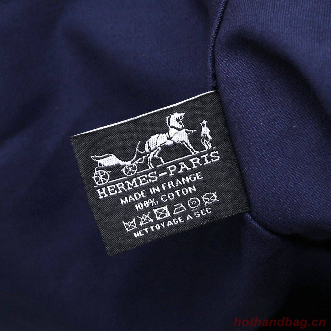 Hermes Adada Nappy Canvas Shopping Bag H5635 Navy&White Hermes Adada Nappy Canvas Shopping Bag H5635 Navy&White