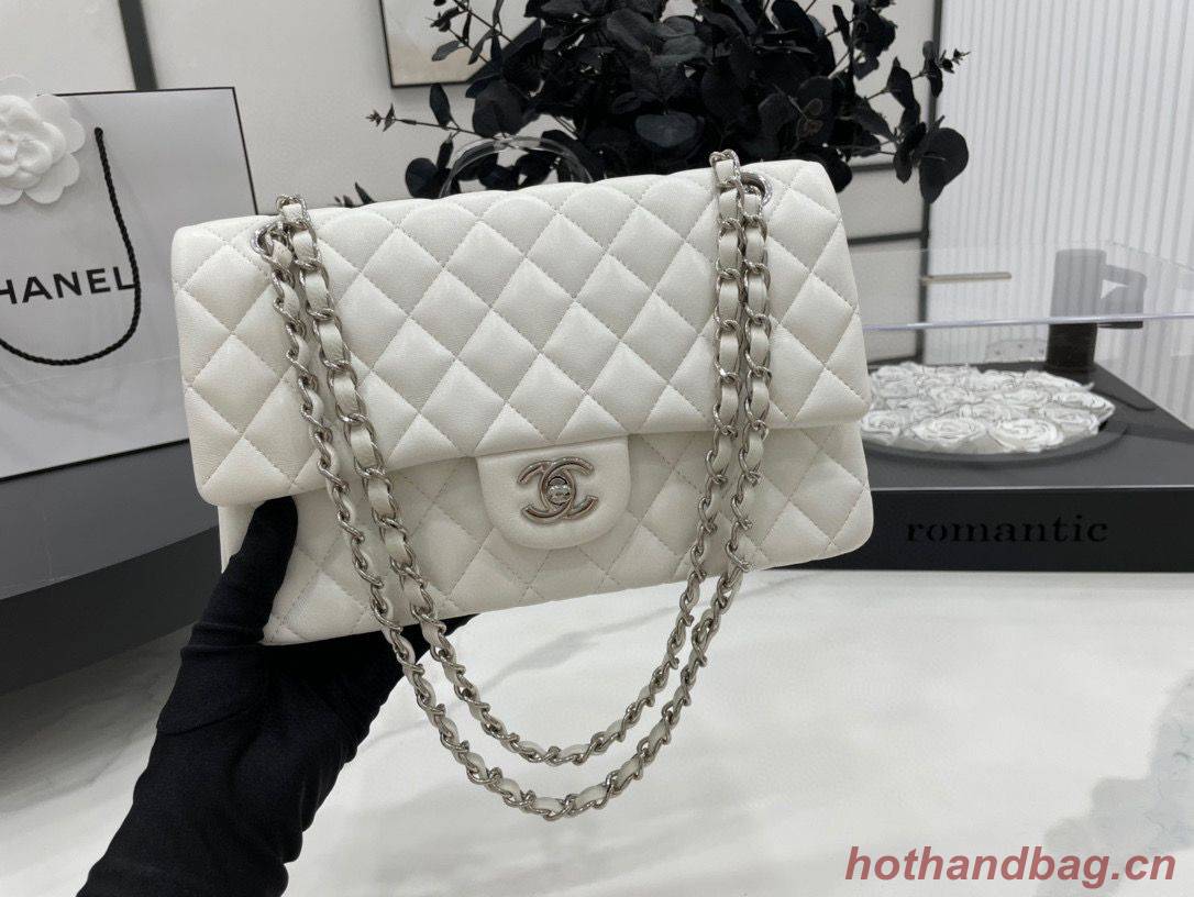 Chanel 2.55 Series Flap Bag Original Sheepskin Leather A1112 White Silver-Tone Chanel 2.55 Series Flap Bag Original Sheepskin Leather A1112 White Silver-Tone