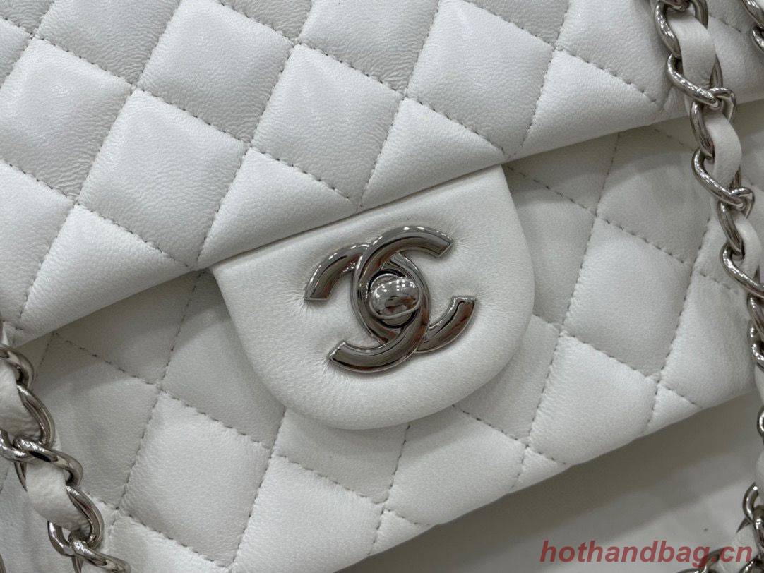 Chanel 2.55 Series Flap Bag Original Sheepskin Leather A1112 White Silver-Tone Chanel 2.55 Series Flap Bag Original Sheepskin Leather A1112 White Silver-Tone