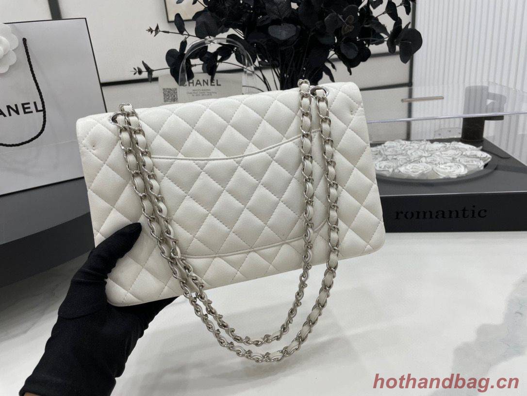 Chanel 2.55 Series Flap Bag Original Sheepskin Leather A1112 White Silver-Tone Chanel 2.55 Series Flap Bag Original Sheepskin Leather A1112 White Silver-Tone