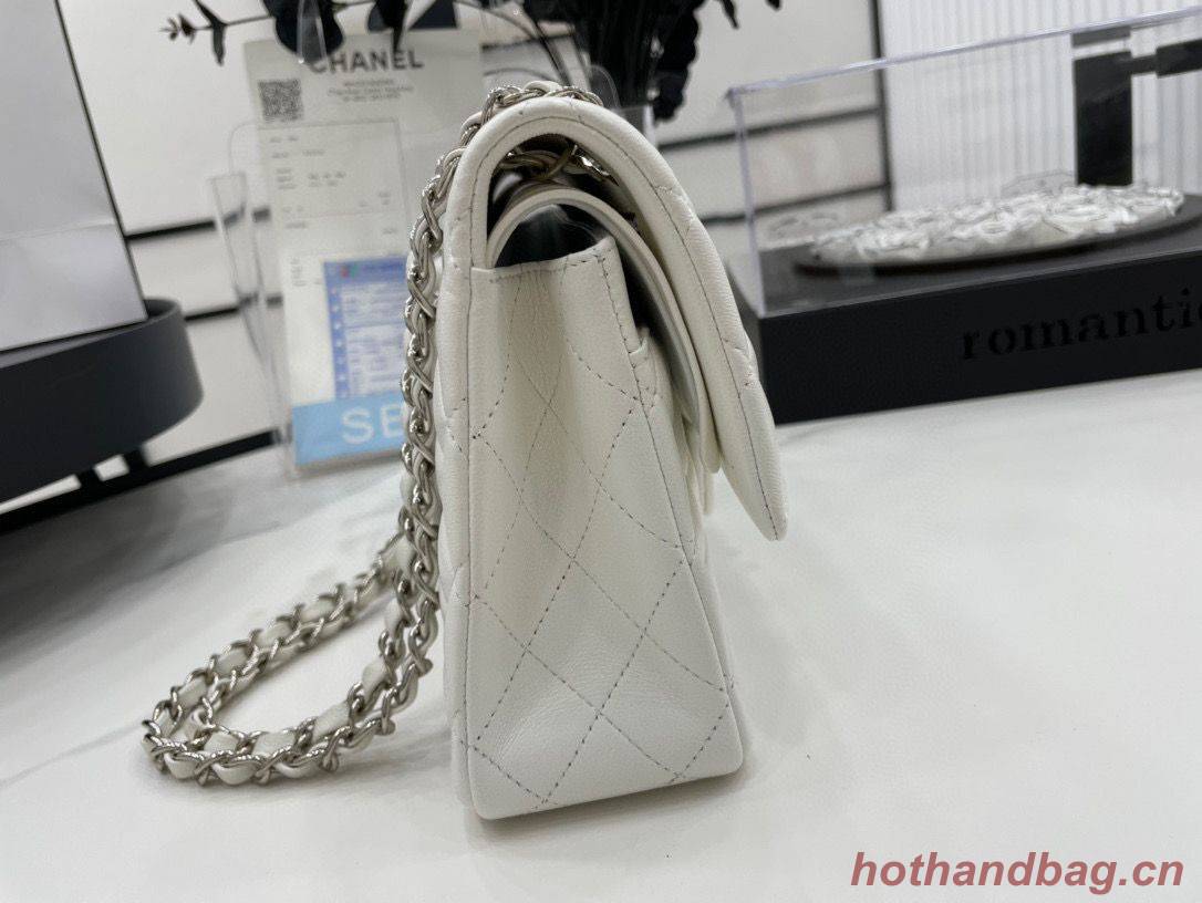 Chanel 2.55 Series Flap Bag Original Sheepskin Leather A1112 White Silver-Tone Chanel 2.55 Series Flap Bag Original Sheepskin Leather A1112 White Silver-Tone
