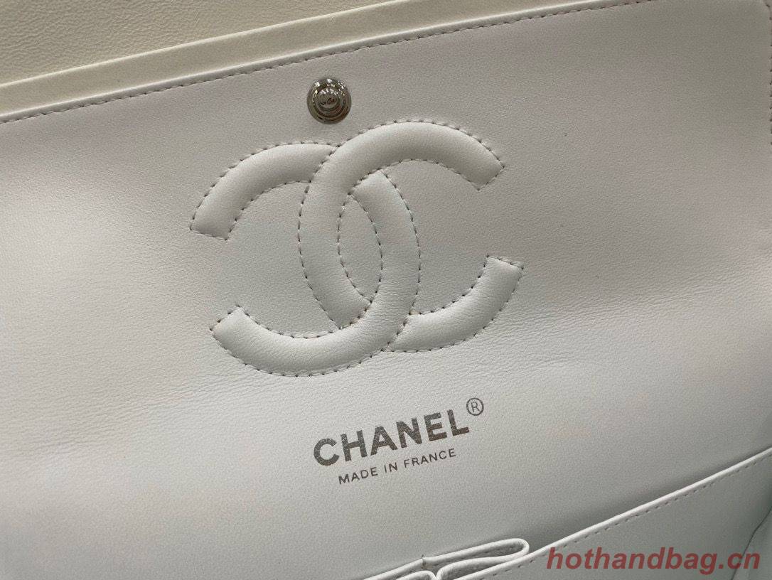 Chanel 2.55 Series Flap Bag Original Sheepskin Leather A1112 White Silver-Tone Chanel 2.55 Series Flap Bag Original Sheepskin Leather A1112 White Silver-Tone