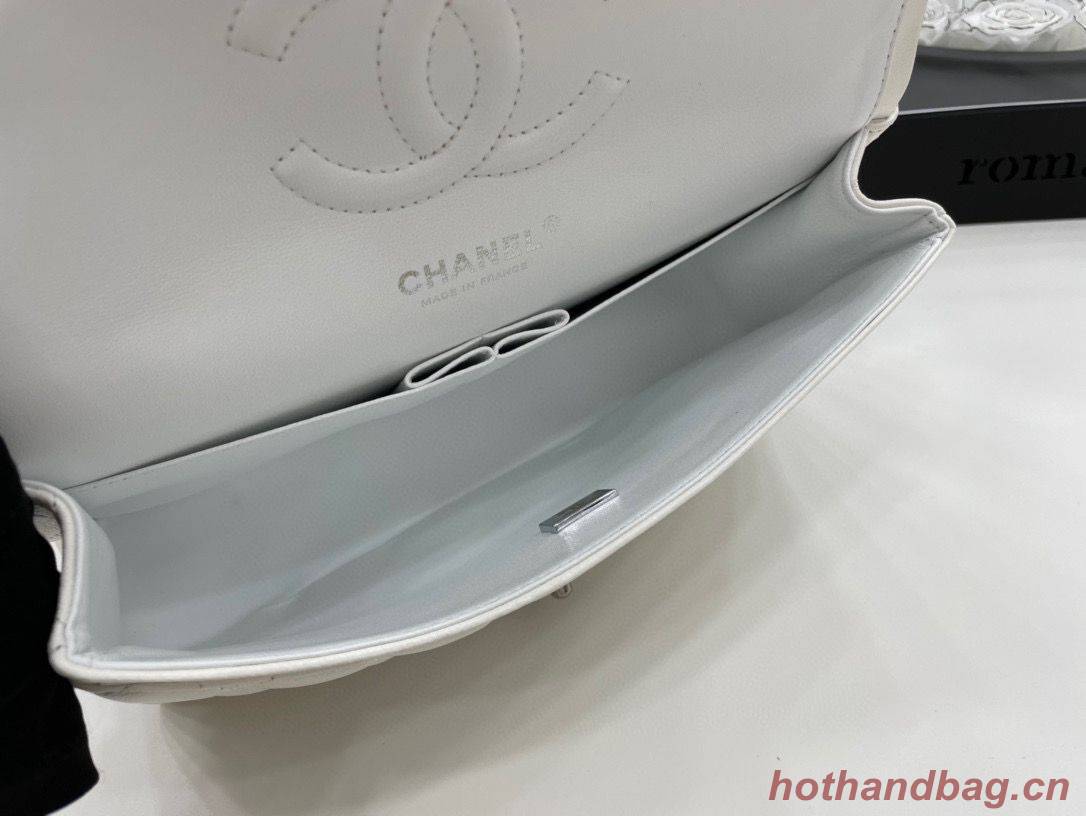 Chanel 2.55 Series Flap Bag Original Sheepskin Leather A1112 White Silver-Tone Chanel 2.55 Series Flap Bag Original Sheepskin Leather A1112 White Silver-Tone