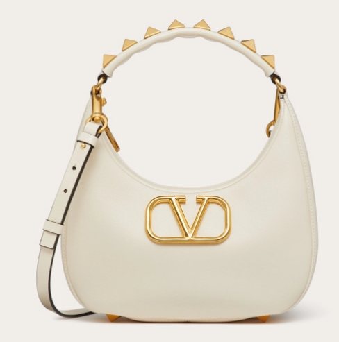 VALENTINO GARAVANI STUD SIGN Calf Leather Hobo bag 1W2B0K69 white VALENTINO GARAVANI STUD SIGN Calf Leather Hobo bag 1W2B0K69 white