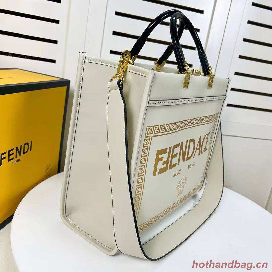 Fendi Sunshine Medium Fendace Printed leather Logo shopper 8BH386A white Fendi Sunshine Medium Fendace Printed leather Logo shopper 8BH386A white