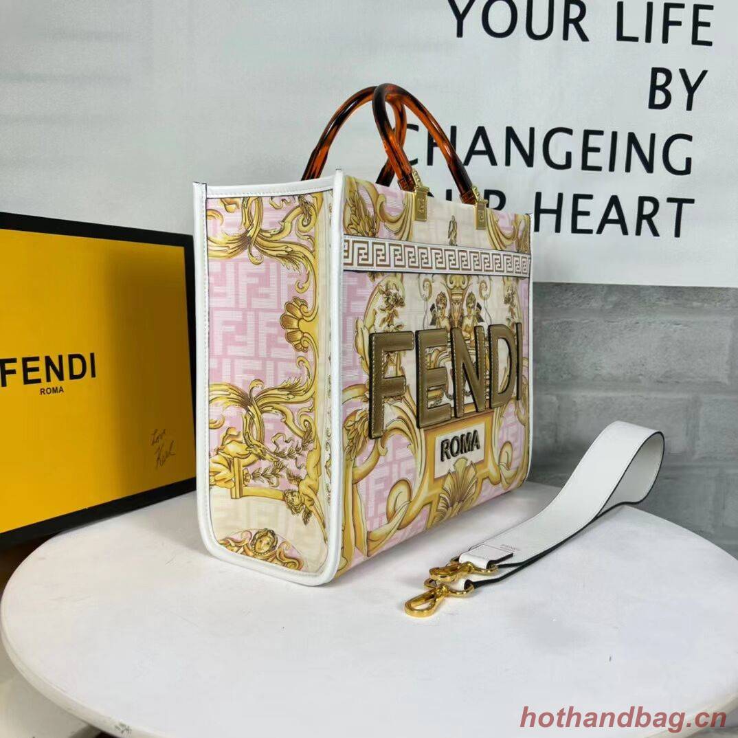Fendi Sunshine Medium Fendace Printed white leather shopper 8BH386A Fendi Sunshine Medium Fendace Printed white leather shopper 8BH386A