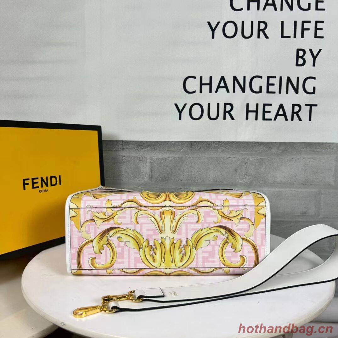 Fendi Sunshine Medium Fendace Printed white leather shopper 8BH386A Fendi Sunshine Medium Fendace Printed white leather shopper 8BH386A