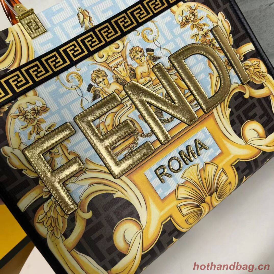 Fendi Sunshine Medium Fendace Printed white leather shopper 8BH386A-2 Fendi Sunshine Medium Fendace Printed white leather shopper 8BH386A-2