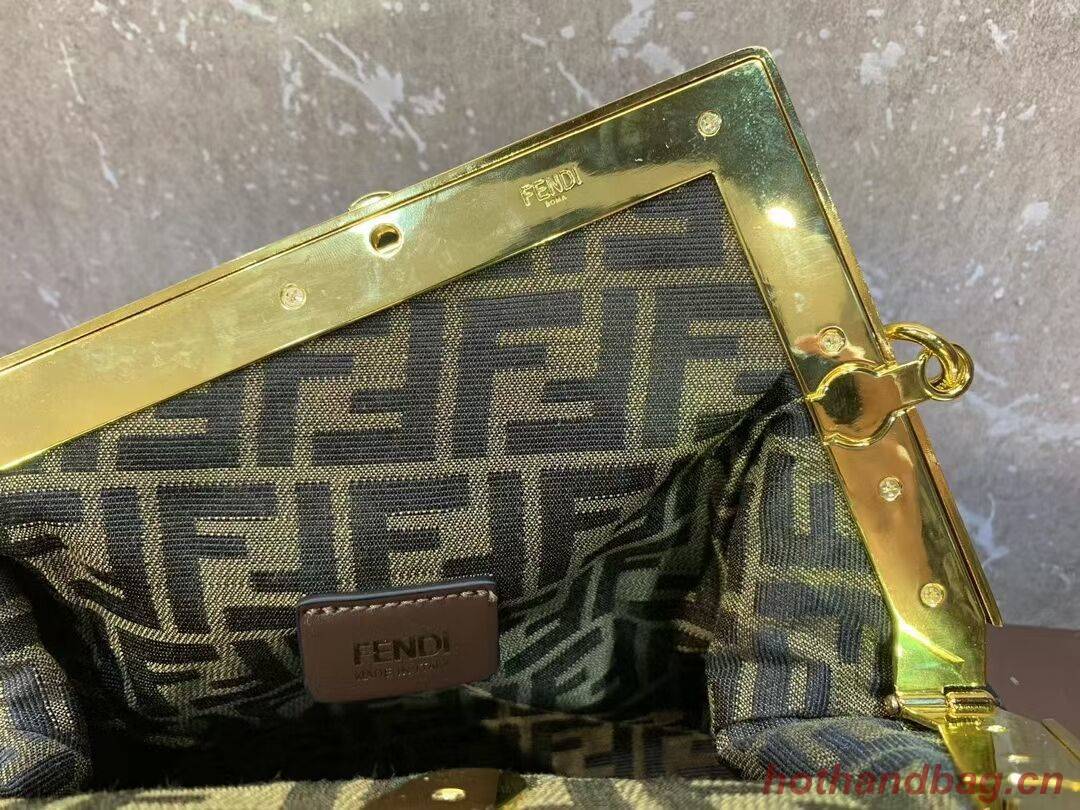 FENDI FIRST MEDIUM Mint leather interlace bag 8BP127AB black FENDI FIRST MEDIUM Mint leather interlace bag 8BP127AB black