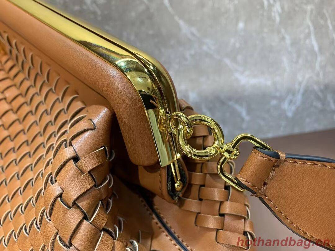 FENDI FIRST MEDIUM Mint leather interlace bag 8BP127AB brown FENDI FIRST MEDIUM Mint leather interlace bag 8BP127AB brown