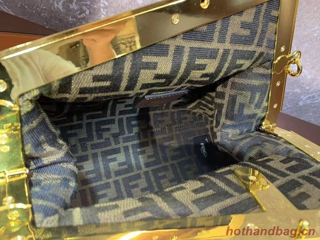 FENDI FIRST MEDIUM Mint leather interlace bag 8BP127AB brown FENDI FIRST MEDIUM Mint leather interlace bag 8BP127AB brown