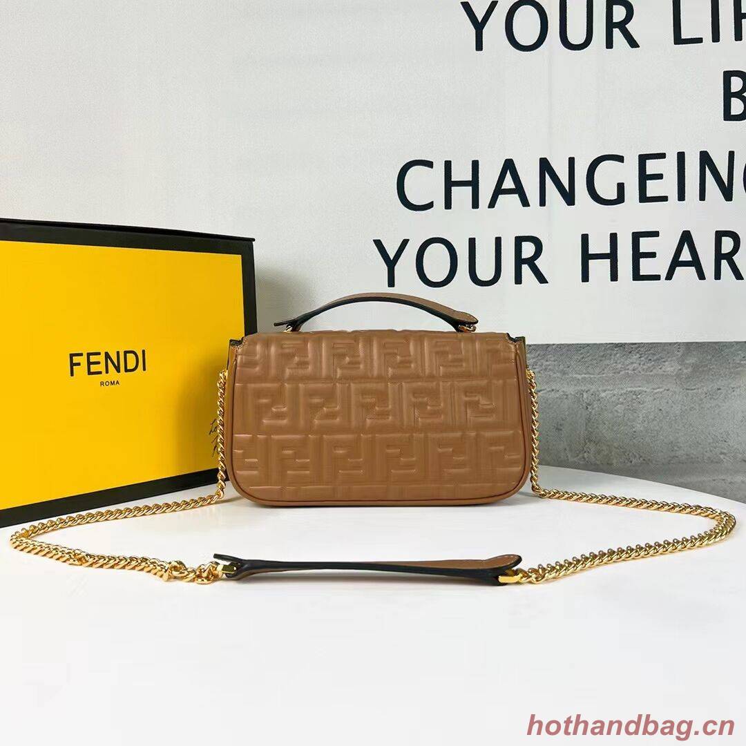 Fendi Baguette nappa leather bag F0881 brown Fendi Baguette nappa leather bag F0881 brown