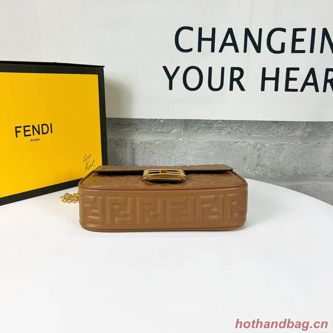 Fendi Baguette nappa leather bag F0881 brown Fendi Baguette nappa leather bag F0881 brown