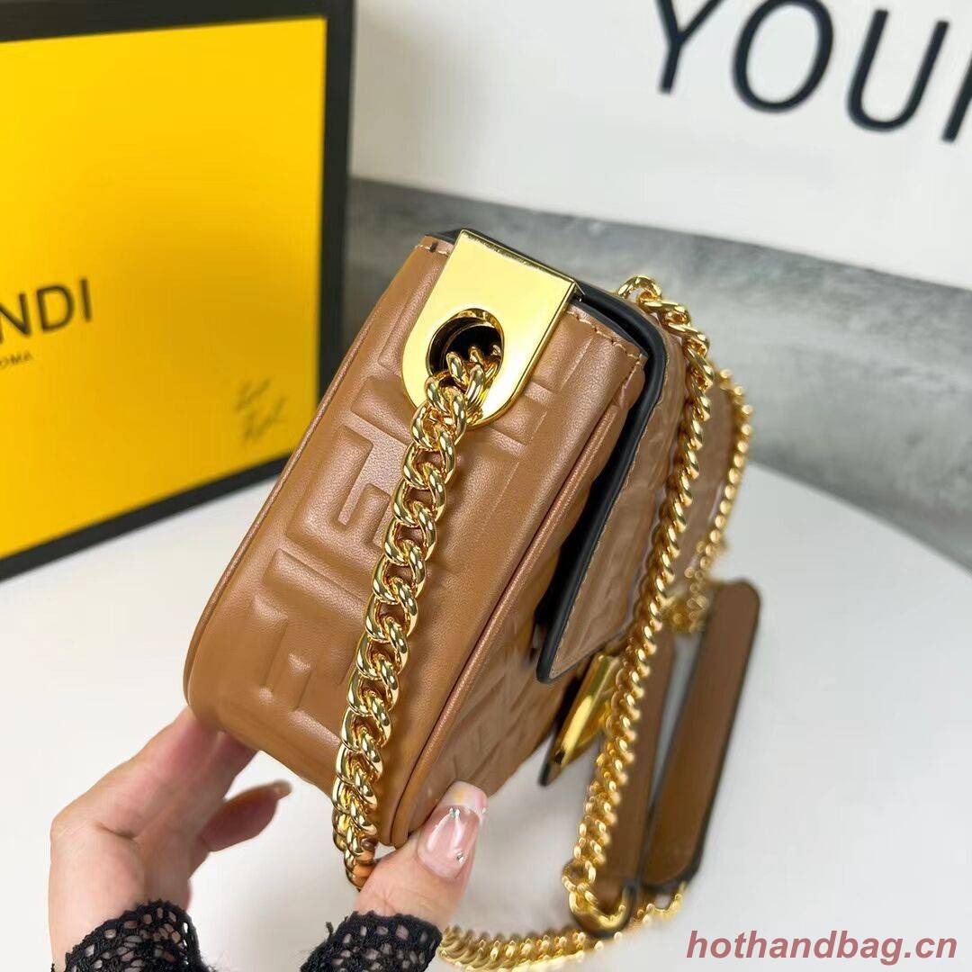 Fendi Baguette nappa leather bag F0881 brown Fendi Baguette nappa leather bag F0881 brown