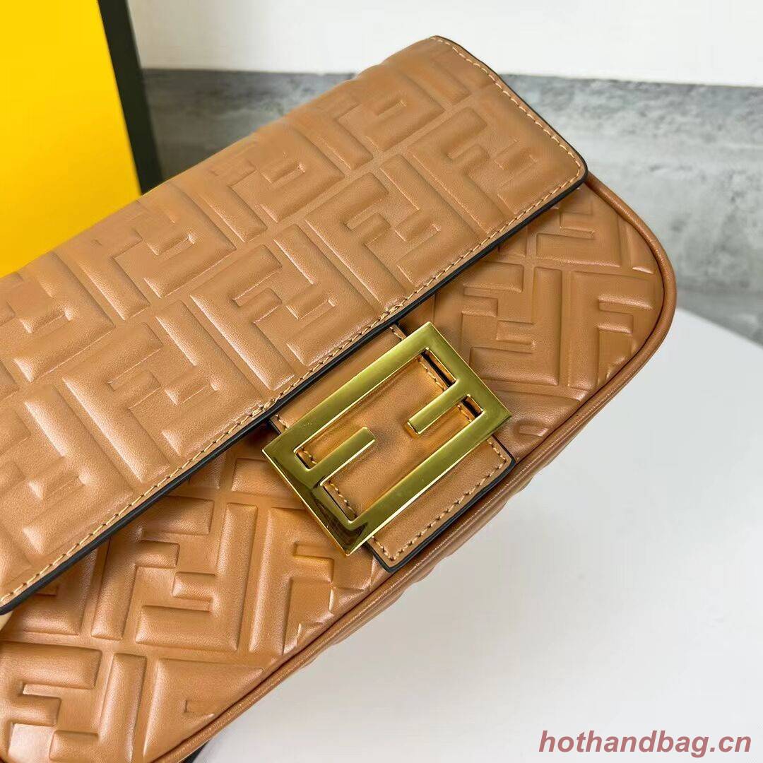 Fendi Baguette nappa leather bag F0881 brown Fendi Baguette nappa leather bag F0881 brown