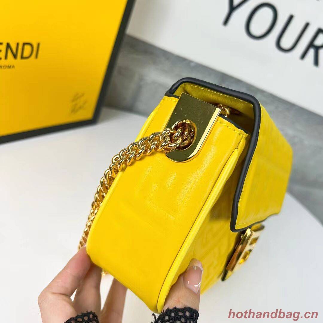 Fendi Baguette nappa leather bag F0881 yellow Fendi Baguette nappa leather bag F0881 yellow