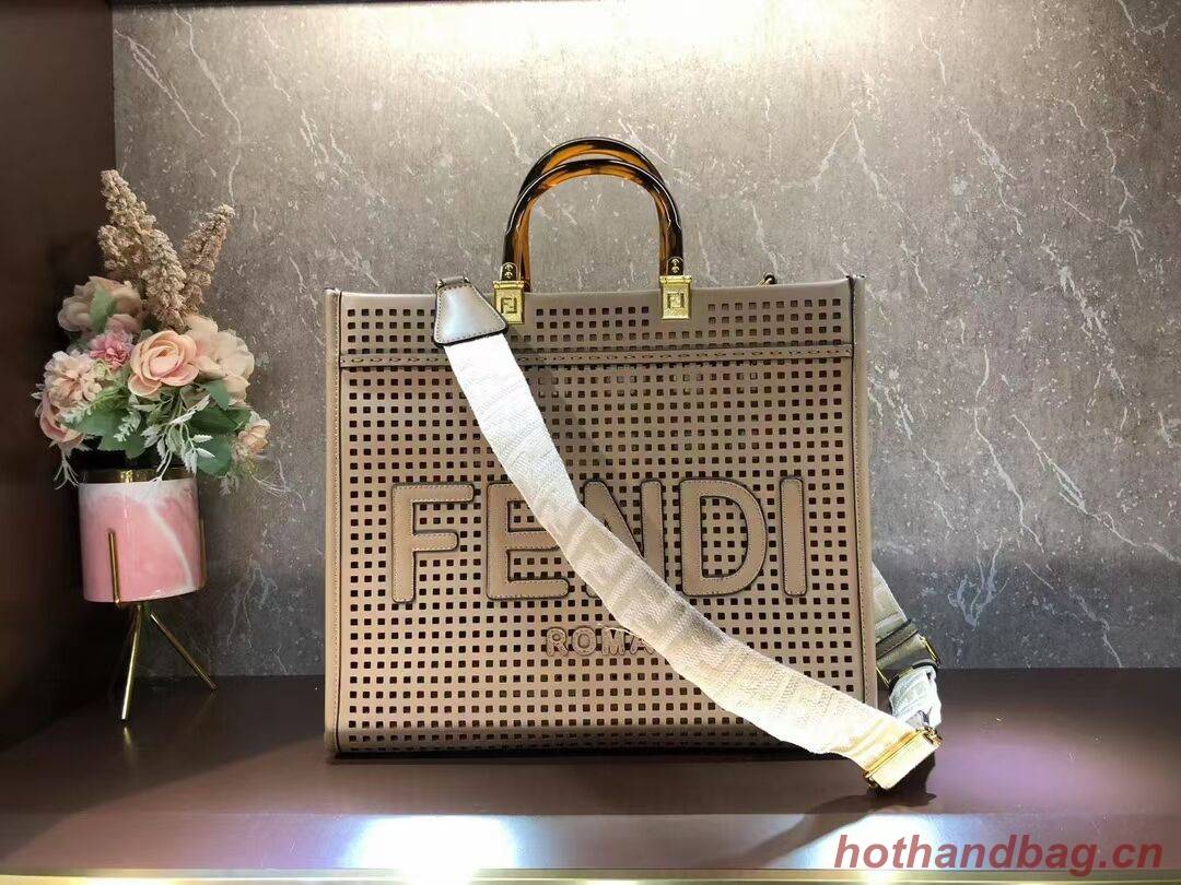 Fendi Sunshine Medium Two-toned perforated leather shopper 8BH386A apricot Fendi Sunshine Medium Two-toned perforated leather shopper 8BH386A apricot