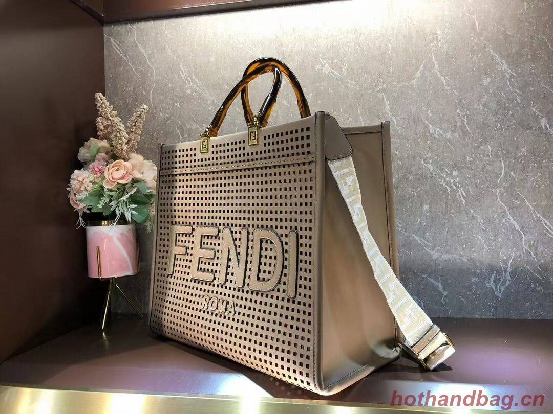 Fendi Sunshine Medium Two-toned perforated leather shopper 8BH386A apricot Fendi Sunshine Medium Two-toned perforated leather shopper 8BH386A apricot