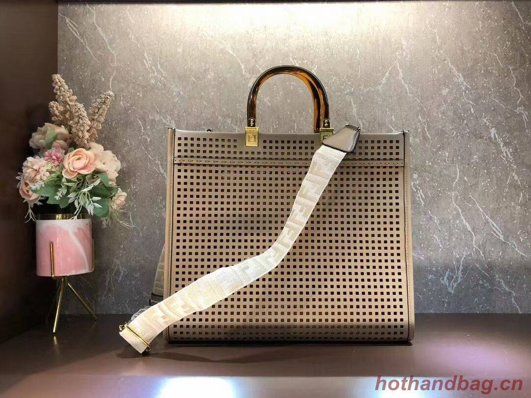 Fendi Sunshine Medium Two-toned perforated leather shopper 8BH386A apricot Fendi Sunshine Medium Two-toned perforated leather shopper 8BH386A apricot