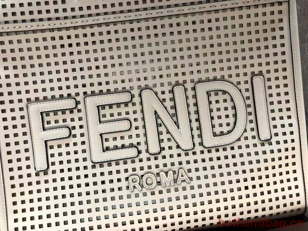 Fendi Sunshine Medium Two-toned perforated leather shopper 8BH386A white Fendi Sunshine Medium Two-toned perforated leather shopper 8BH386A white