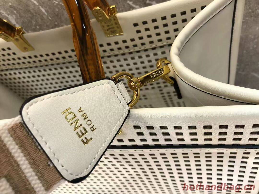 Fendi Sunshine Medium Two-toned perforated leather shopper 8BH386A white Fendi Sunshine Medium Two-toned perforated leather shopper 8BH386A white