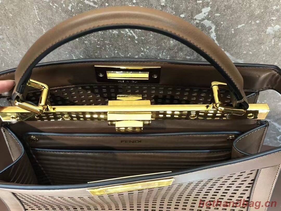 Fendi Peekaboo ISeeU perforated leather bag F1658 Coffee Fendi Peekaboo ISeeU perforated leather bag F1658 Coffee