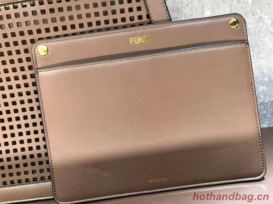 Fendi Peekaboo ISeeU perforated leather bag F1658 Coffee Fendi Peekaboo ISeeU perforated leather bag F1658 Coffee