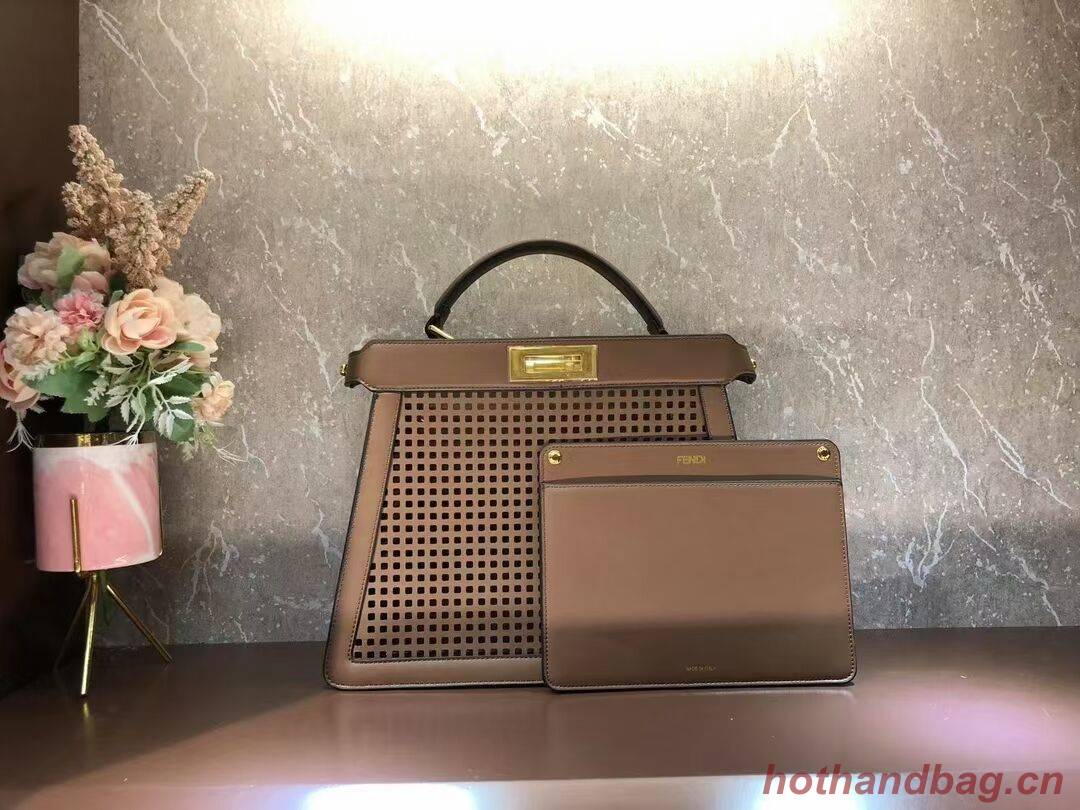 Fendi Peekaboo ISeeU perforated leather bag F1658 Coffee Fendi Peekaboo ISeeU perforated leather bag F1658 Coffee