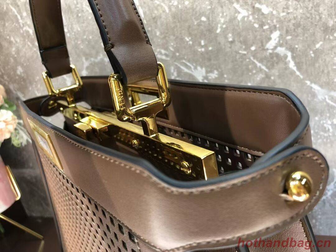Fendi Peekaboo ISeeU perforated leather bag F1658 Coffee Fendi Peekaboo ISeeU perforated leather bag F1658 Coffee