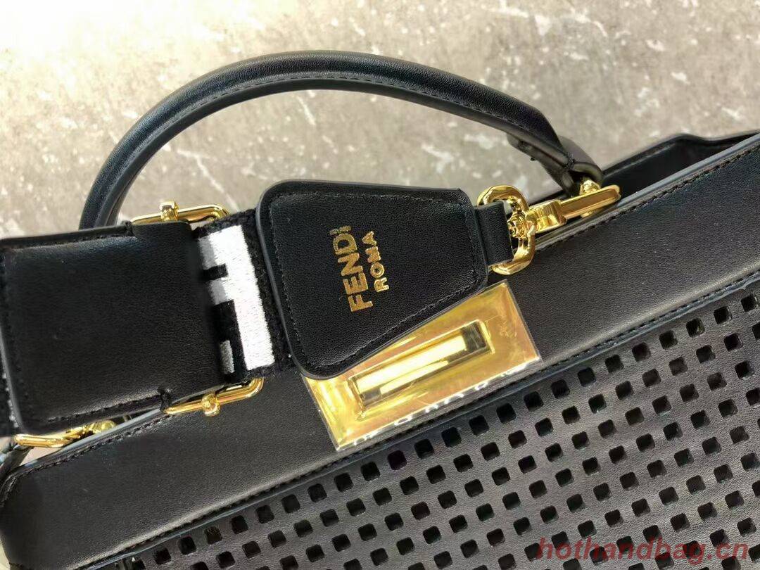 Fendi Peekaboo ISeeU perforated leather bag F1658 black Fendi Peekaboo ISeeU perforated leather bag F1658 black