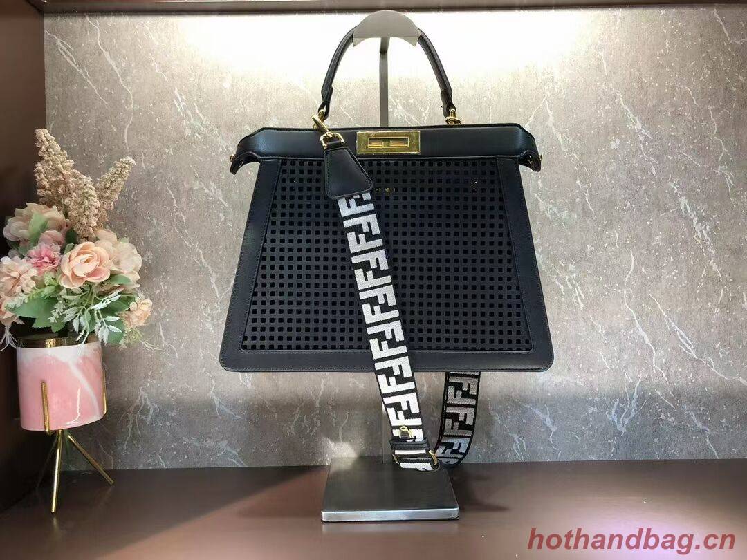 Fendi Peekaboo ISeeU perforated leather bag F1658 black Fendi Peekaboo ISeeU perforated leather bag F1658 black