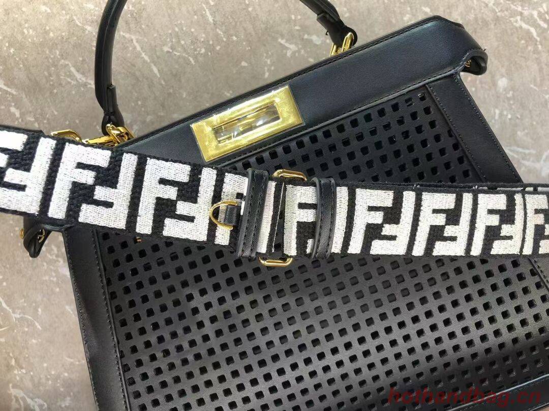 Fendi Peekaboo ISeeU perforated leather bag F1658 black Fendi Peekaboo ISeeU perforated leather bag F1658 black