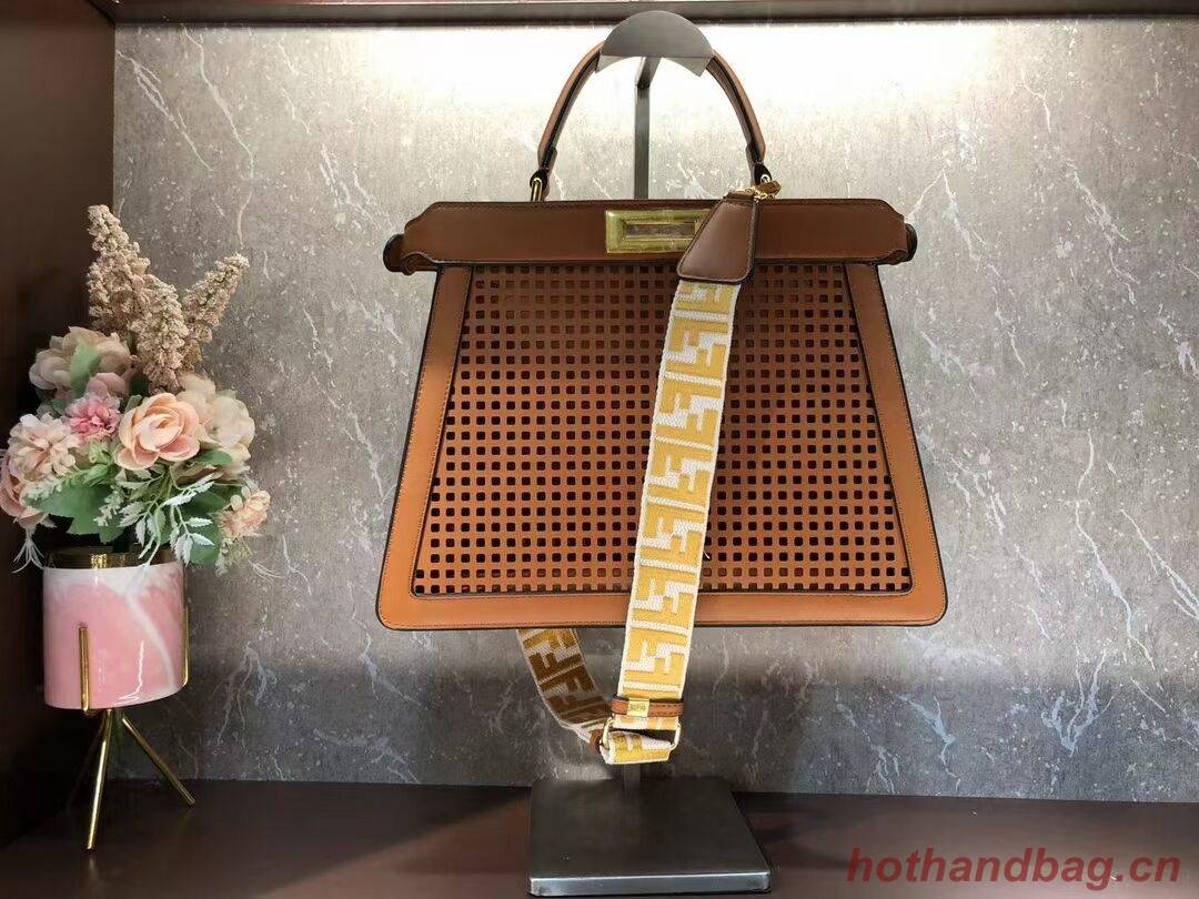 Fendi Peekaboo ISeeU perforated leather bag F1658 brown Fendi Peekaboo ISeeU perforated leather bag F1658 brown