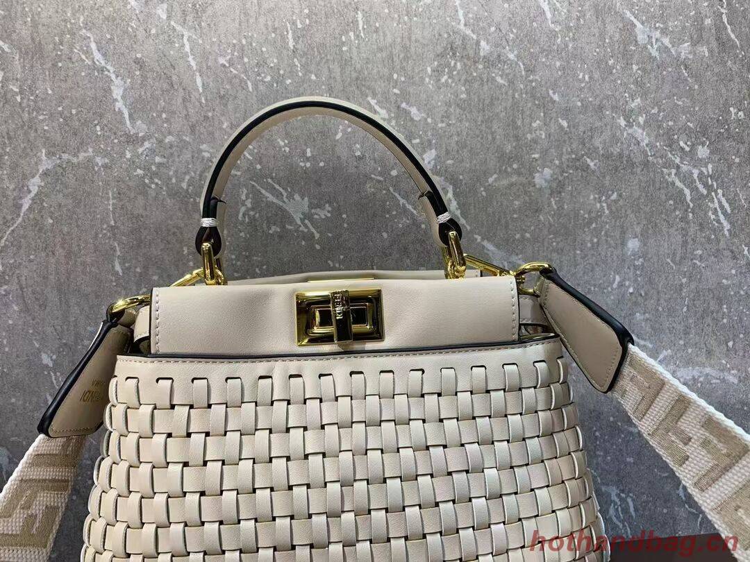 Fendi Peekaboo Mini braided leather bag 8BN244A Beige Fendi Peekaboo Mini braided leather bag 8BN244A Beige