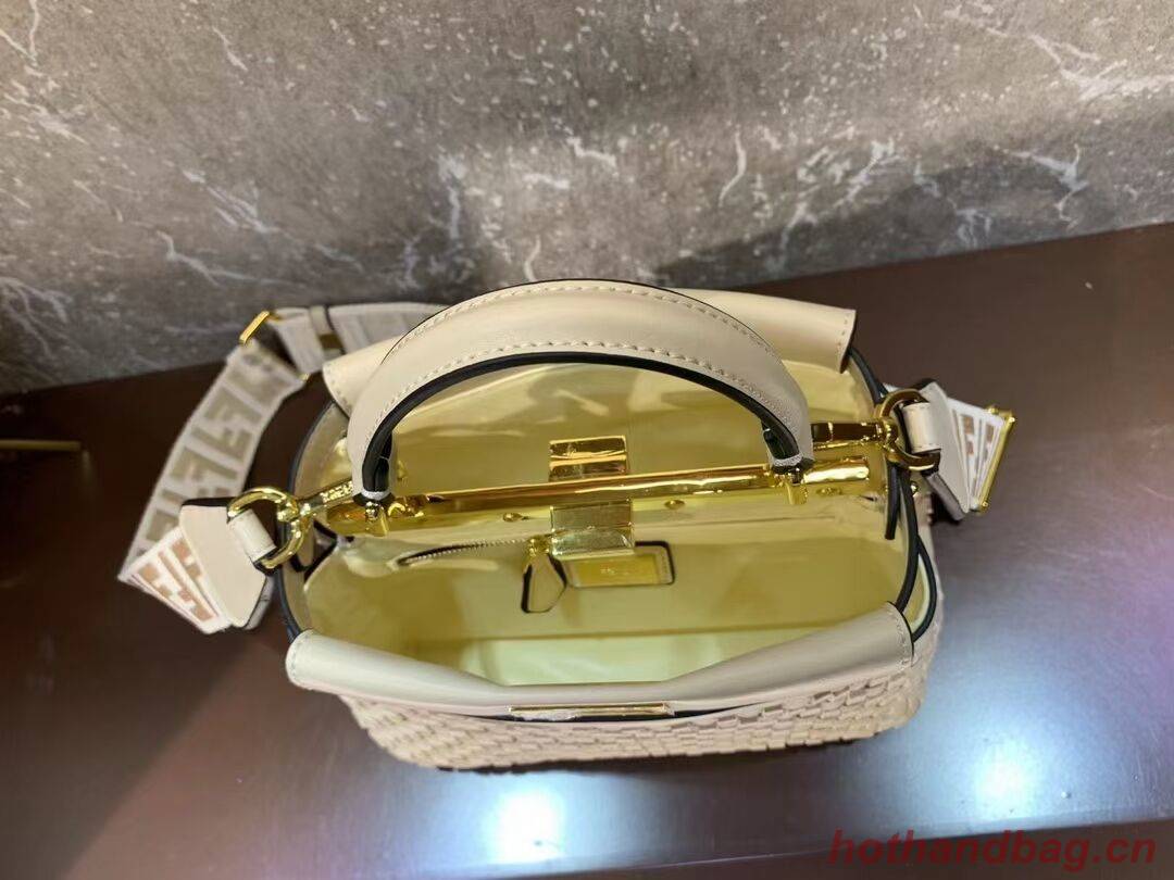 Fendi Peekaboo Mini braided leather bag 8BN244A Beige Fendi Peekaboo Mini braided leather bag 8BN244A Beige