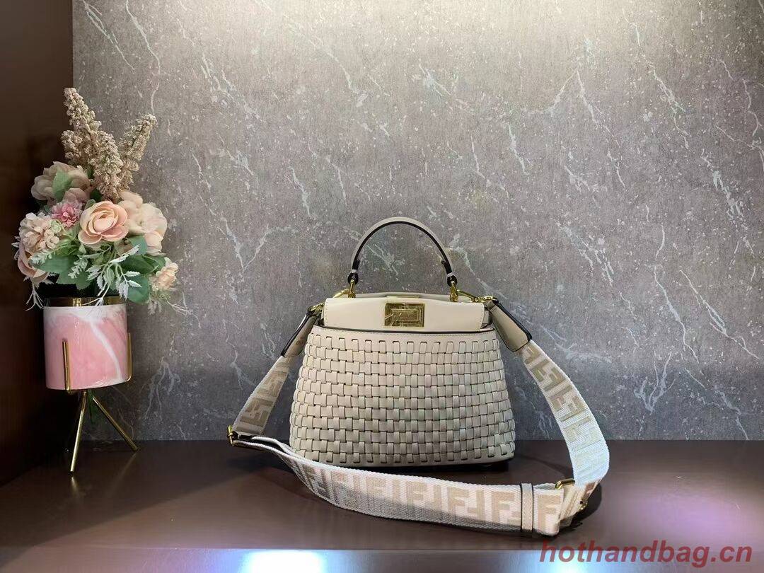 Fendi Peekaboo Mini braided leather bag 8BN244A Beige Fendi Peekaboo Mini braided leather bag 8BN244A Beige