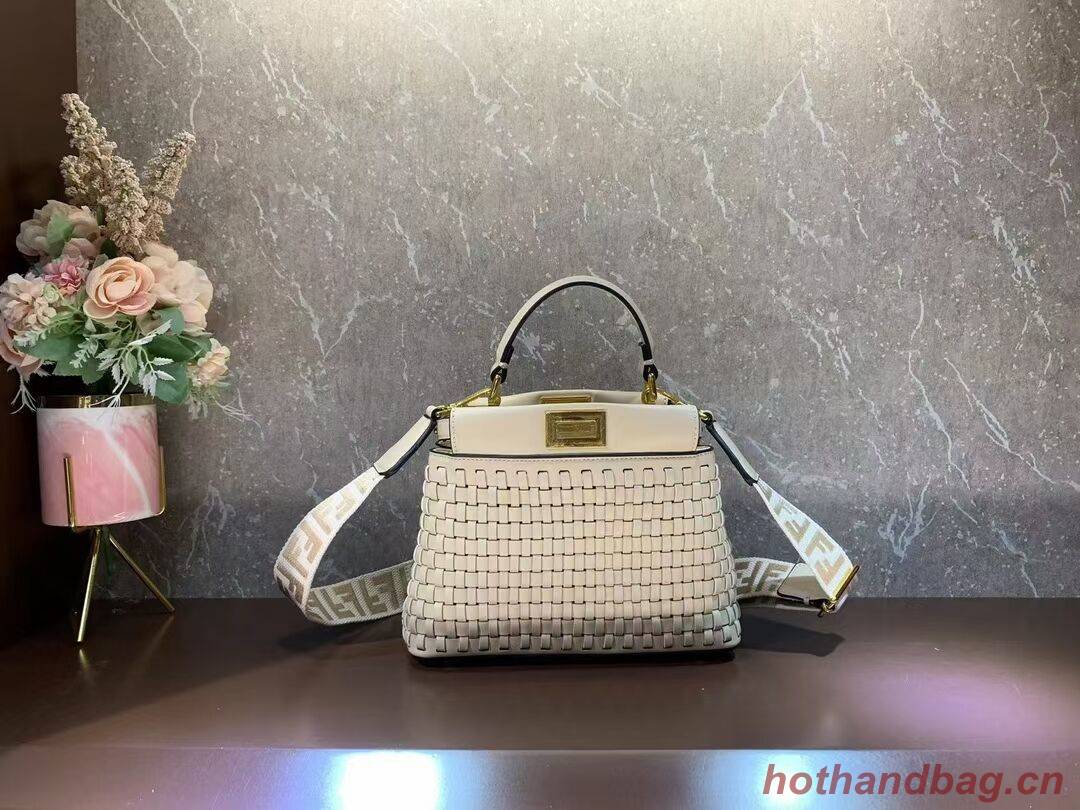 Fendi Peekaboo Mini braided leather bag 8BN244A Beige Fendi Peekaboo Mini braided leather bag 8BN244A Beige