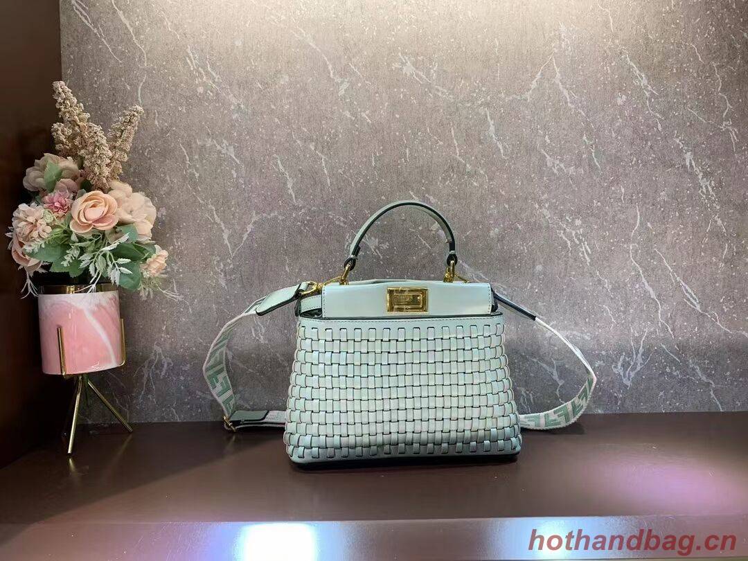 Fendi Peekaboo Mini braided leather bag 8BN244A green Fendi Peekaboo Mini braided leather bag 8BN244A green