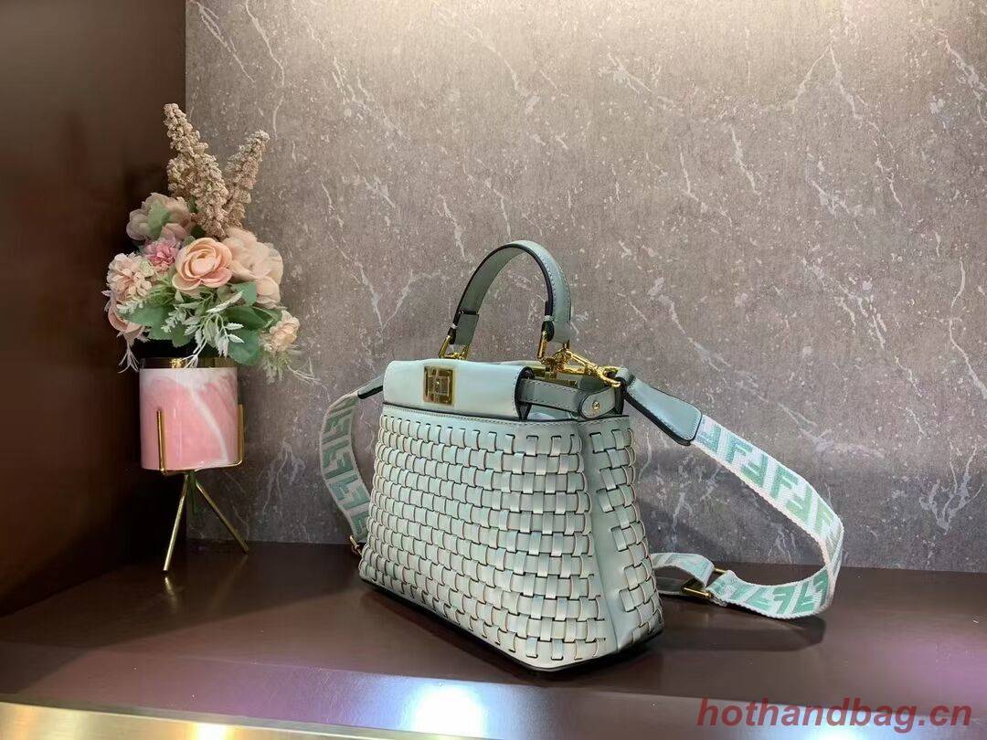 Fendi Peekaboo Mini braided leather bag 8BN244A green Fendi Peekaboo Mini braided leather bag 8BN244A green
